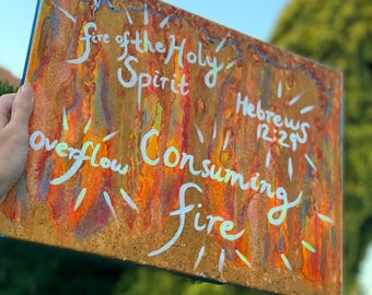 All Consuming Fire Painting | Hebrews 12:29 Artwork | Christian Gift