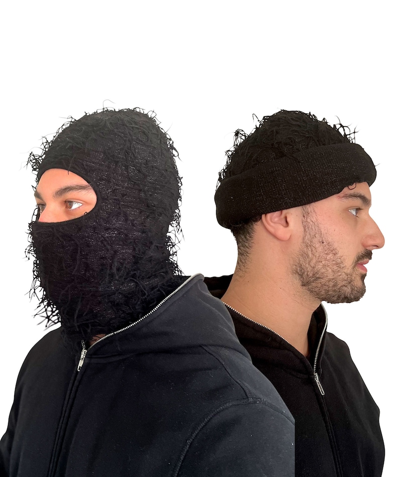 Shinobi™ Distressed Balaclava Ski Mask Knitted Balaclava Etsy