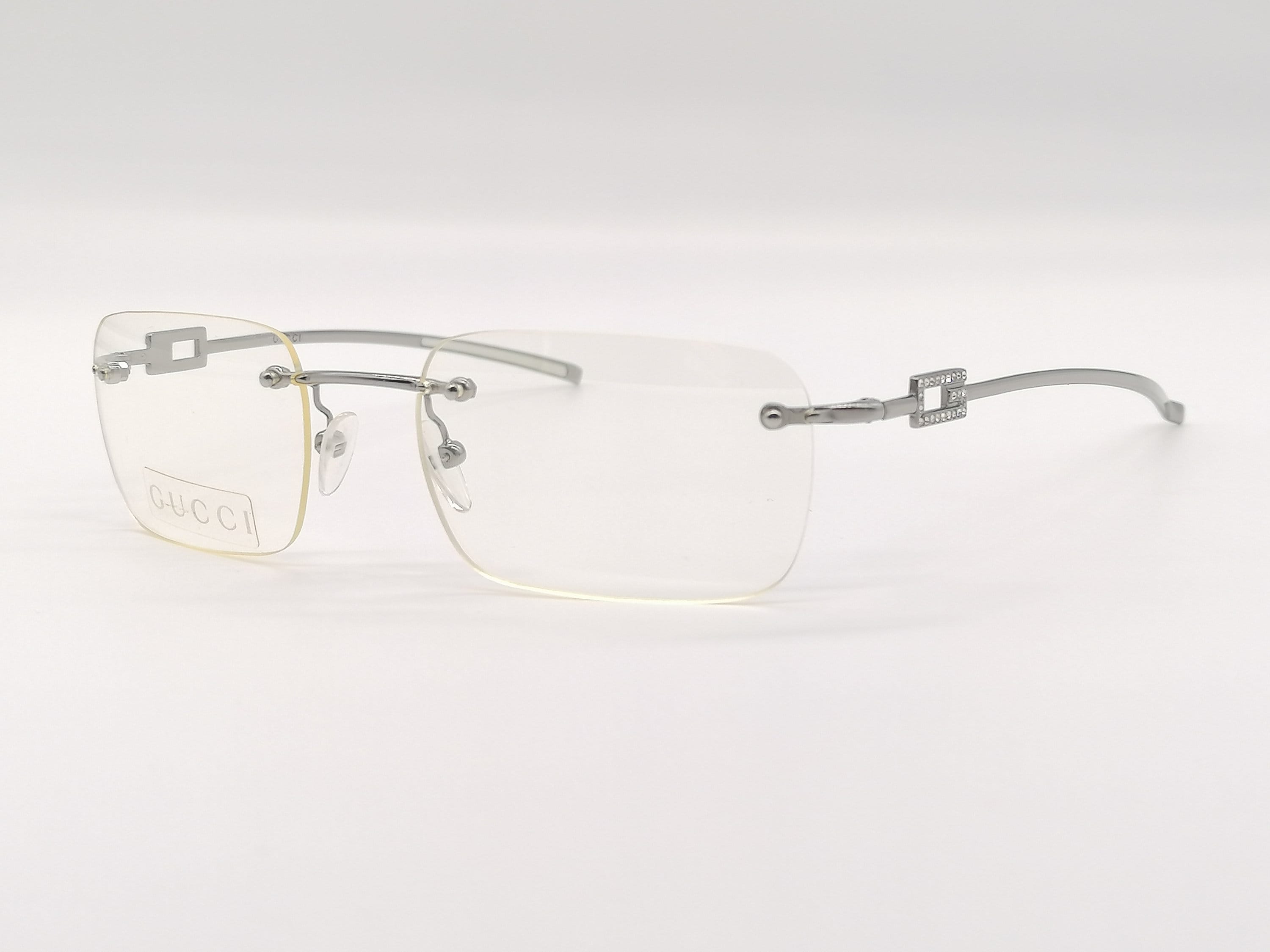 Authentic GUCCI GG 1777/STRASS Square Rimless Glasses Frame Authentic GUCCI GG 1777/STRASS Square Rimless Glasses Frame