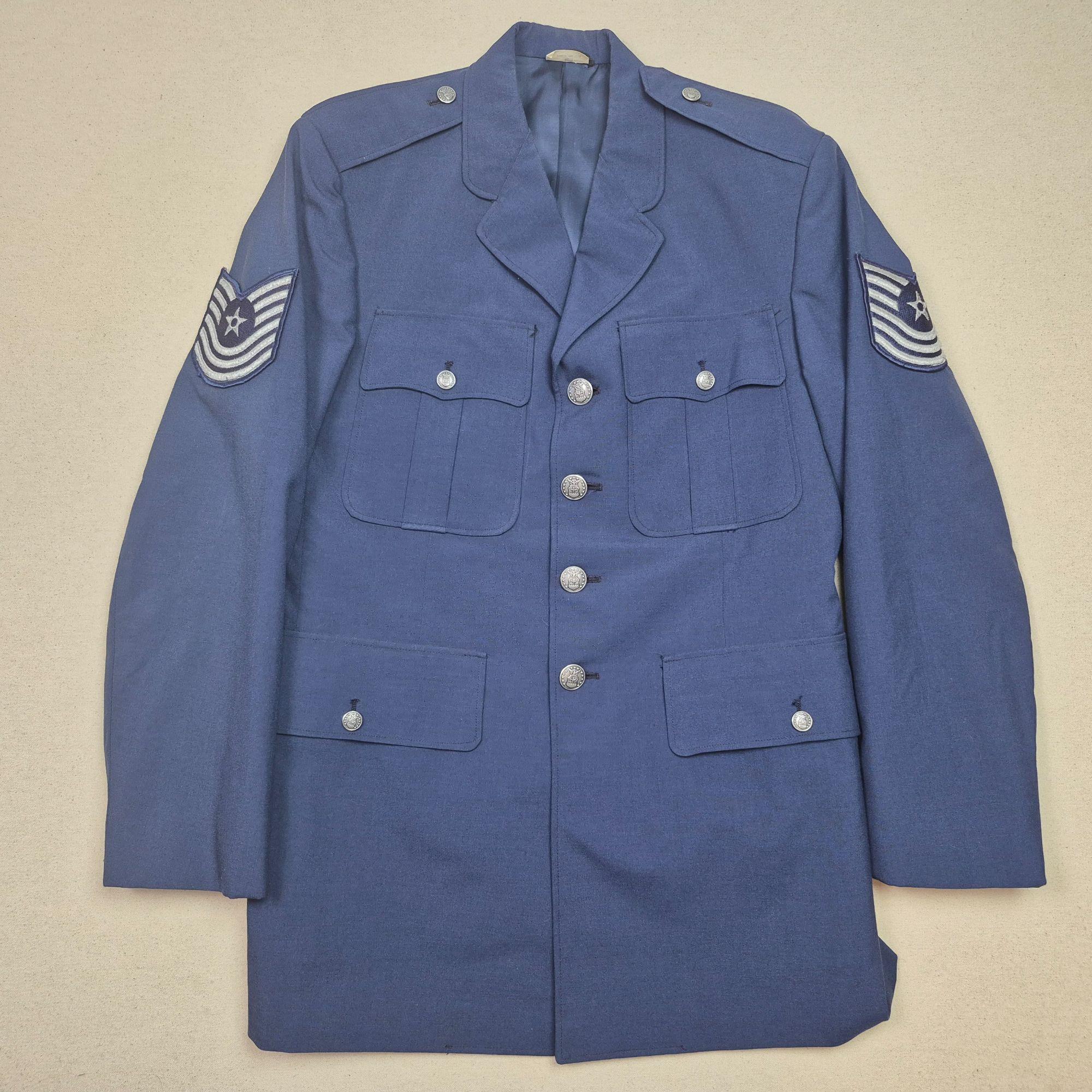 US Air Force Dress Uniform Coat Men's 40R Senior Technical Sargant Stripes Blazer Jacket