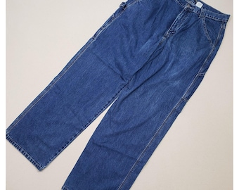 Levi's Silver Tab Mens Carpenter Cargo Wide Leg Relaxed Blue Jeans 34/34 VTG Y2K
