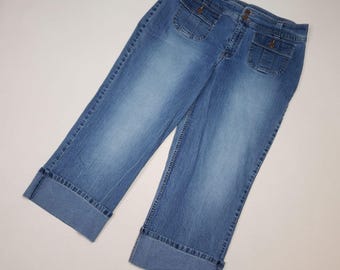 L.A. Blues Women's Denim Shorts Med Wash Turn-Up Sz 16 34/23 Y2K VINTAGE EXCELLENT!!!
