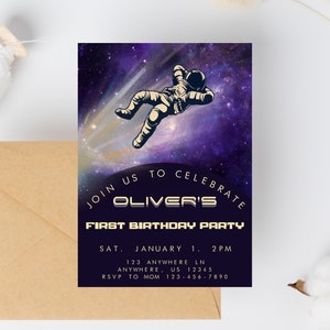 Space Birthday Invitation - Canva Editable Invitation - Any age - Printable Invitation