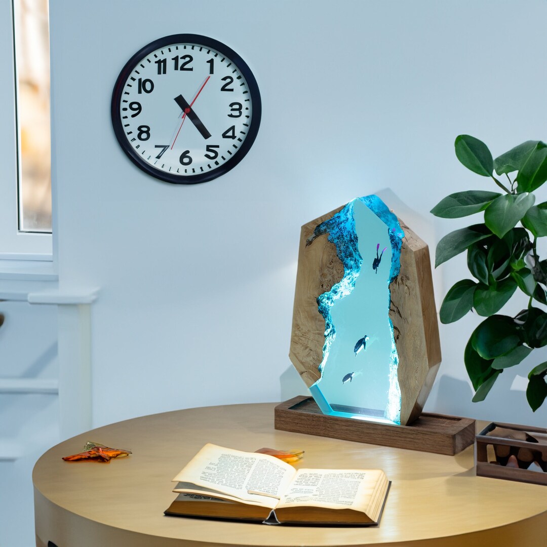 Turtles and Scuba Diverresin Lamp Epoxy Lamp Desk Lamp Etsy