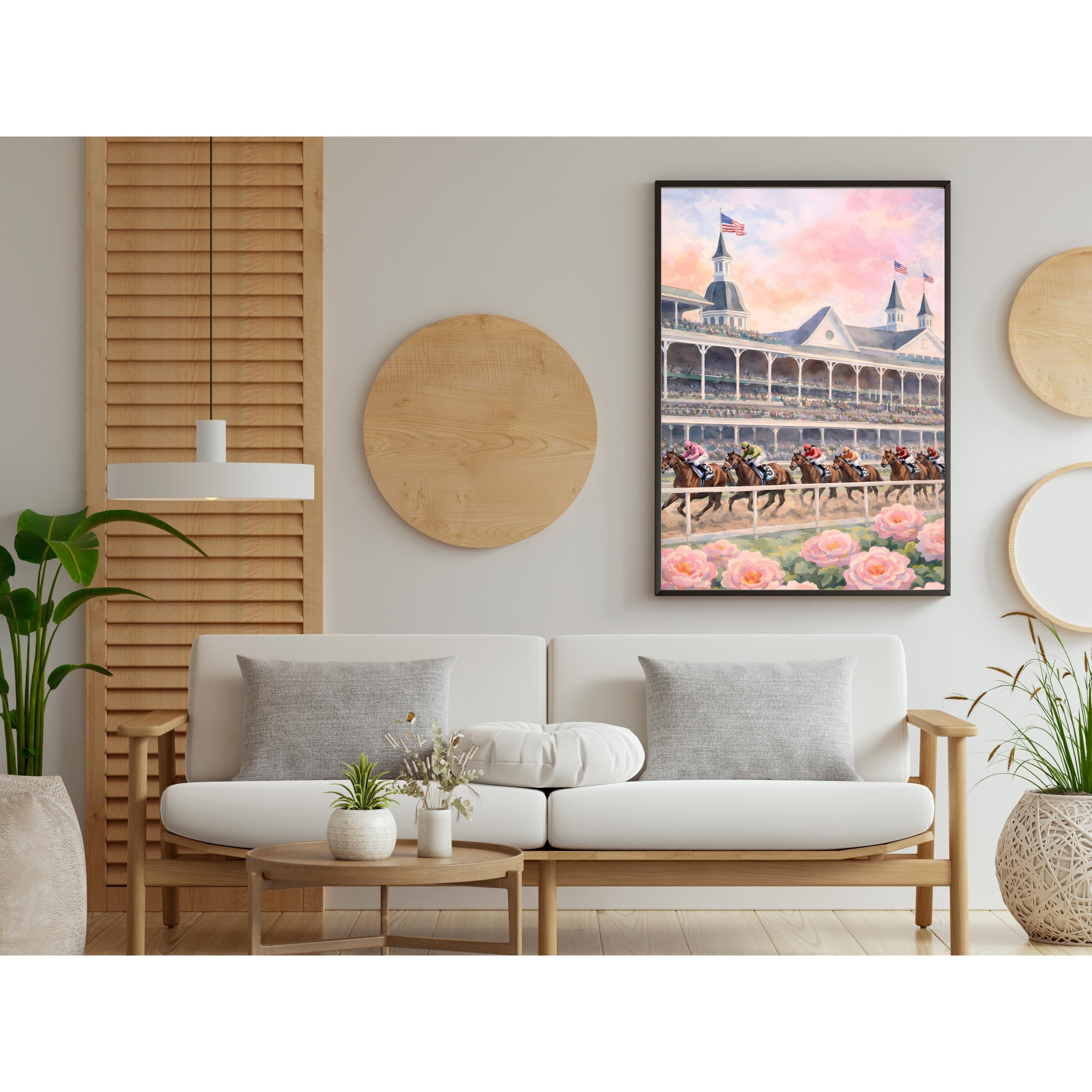Watercolor Racing Track Horse Racing Watercolor Print | Spring Track Equestrian Art (digital ...