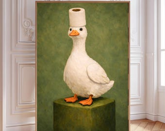 Funny Duck Poster, Vintage Style Bathroom Wall Art (Digital Download)