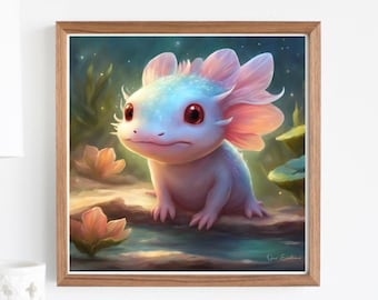Axolotl, Axolotl väggkonst, digitala tryck, konst och samlarobjekt