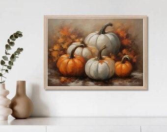 Höstskördeglädje, pumpa digital nedladdning, pumpaväggkonst, höstpumpor, Thanksgiving-väggkonst, digitala konstnedladdningar