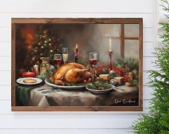 Julmiddag, Festlig fröjd för ögonen, Julväggdekorationer, Högtidsväggkonst, Heminredning