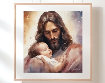 Jesus håller dödfött barn, missfall, förlust av barn, kondoleansgåva, minnesgåva för missfall, present till mamma