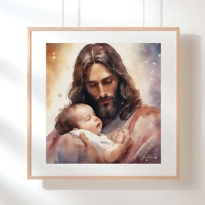 Jesus holding stillborn baby, miscarriage, baby loss, sympathy gift, miscarriage gift memorial, gift for mom