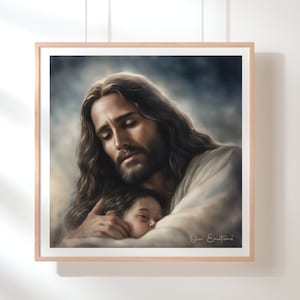 Jesus holding stillborn baby, miscarriage, baby loss, sympathy gift, miscarriage gift memorial, gift for mom