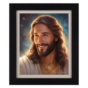 Radiant Smiling Jesus Portrait - Inspirational Religious Artwork, Smiling Jesus, Loving Saviour, Jesus Smiling, Jesus Loves You