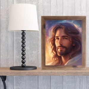 Radiant Smiling Jesus Portrait - Inspirational Religious Artwork, Smiling Jesus, Loving Saviour, Jesus Smiling, Jesus Loves You