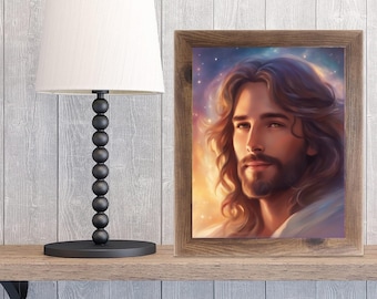 Strålande leende Jesusporträtt - Inspirerande religiöst konstverk, Leende Jesus, Kärleksfull Frälsare, Jesus leende, Jesus älskar dig