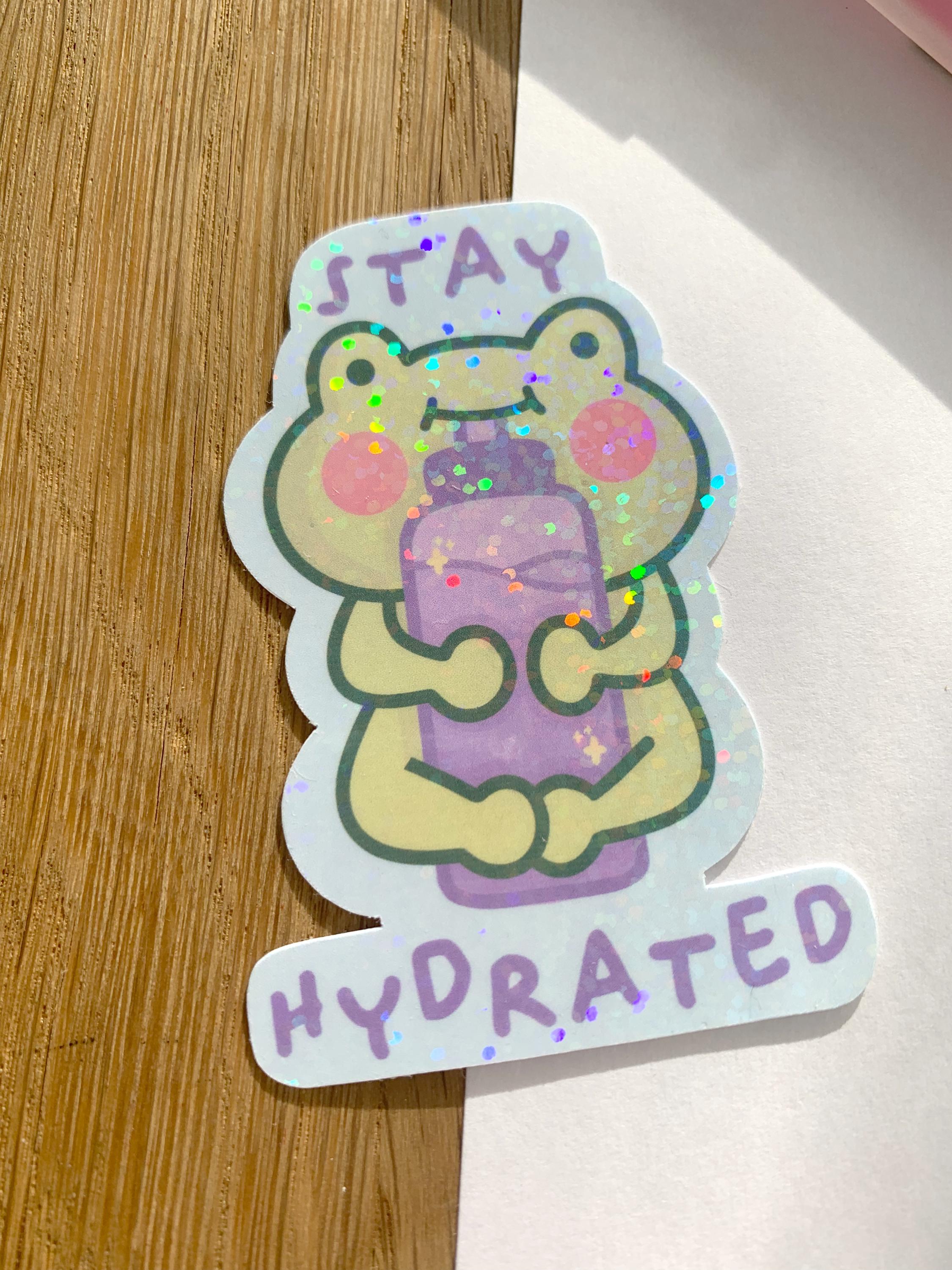 Frog Hugging Water Bottle Sticker - Stay Hydrated Cute Vinyl Sticker ...