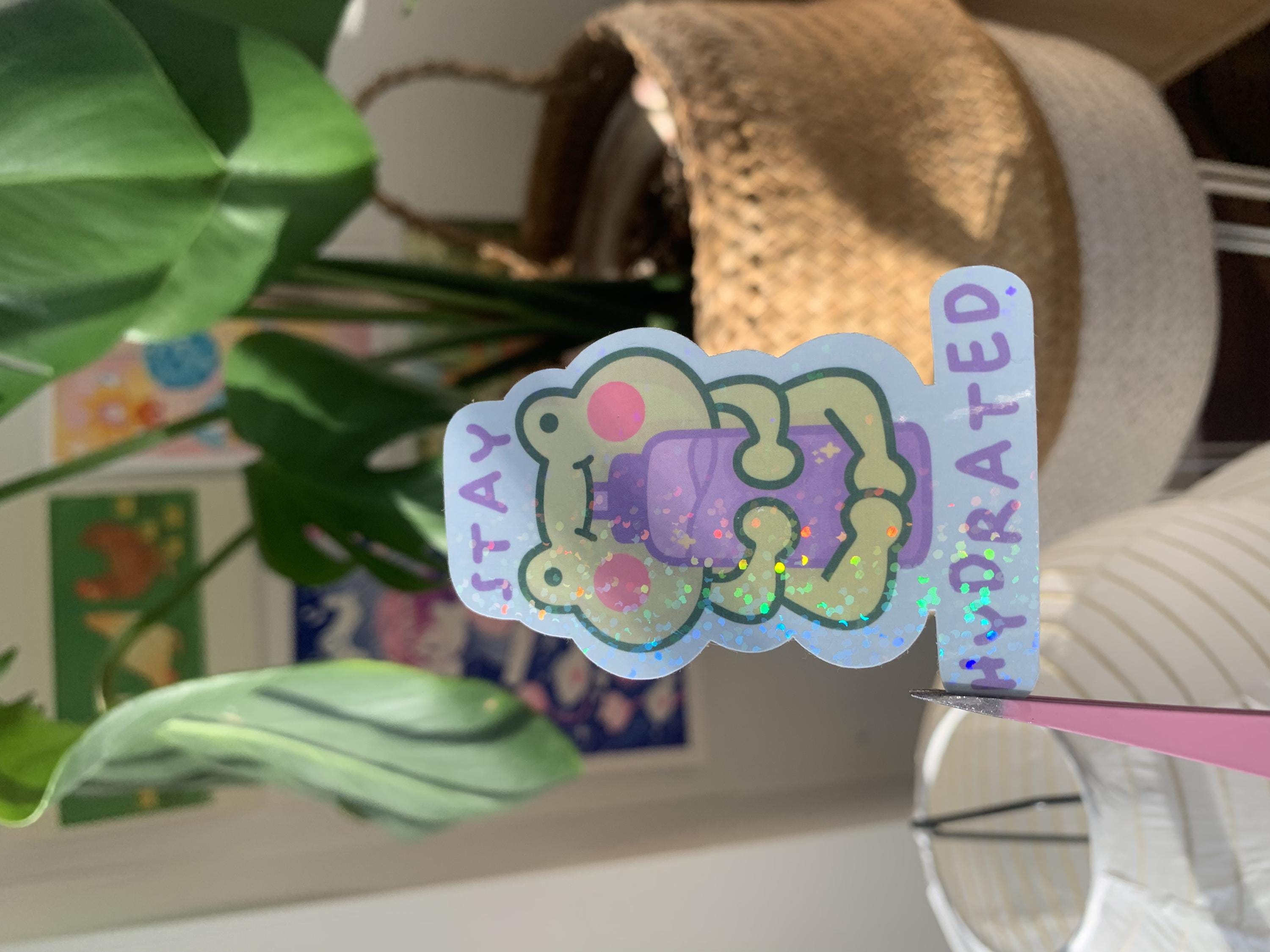 Frog Hugging Water Bottle Sticker - Stay Hydrated Cute Vinyl Sticker ...