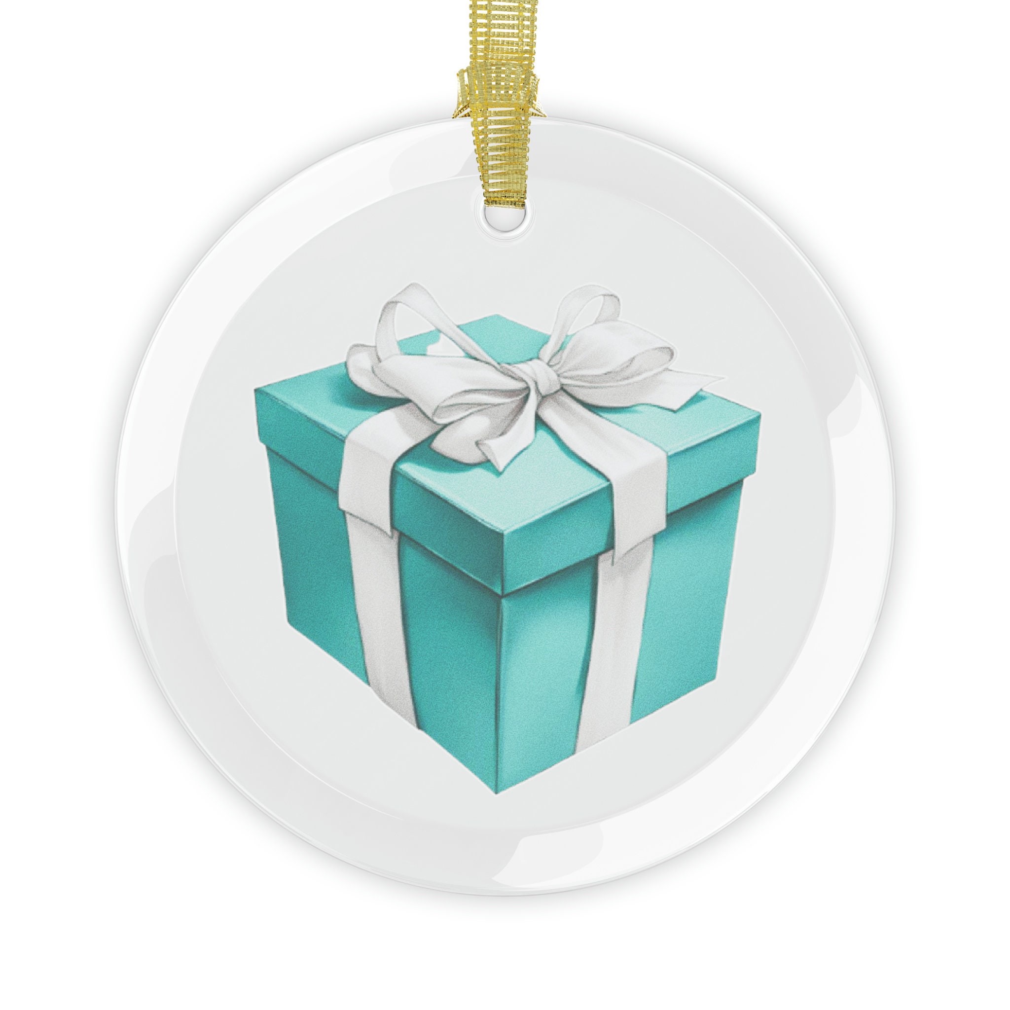 Blue Gift Box, Blue Christmas Ornament, Christmas Tree Ornament