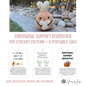 Emotional Support Drumstick Amigurumi - afdrukbaar gehaakt pdf-patroon + tags/kaarten