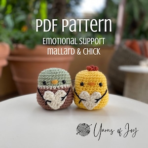Amigurumi de ánade real y pollito de apoyo emocional - Patrón PDF de ganchillo SOLO CON INSTRUCCIONES