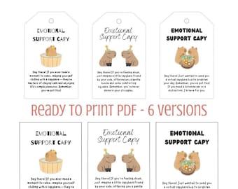 Emotional Support Capybara Tag and Display Card - Digital Download