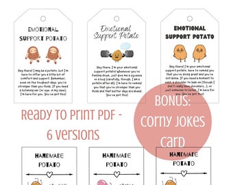 Emotional Support Potato Tag and Display Card - Digital Download