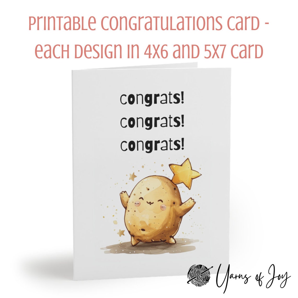 Graduation Potato Printable Congratulation Potato Card, Printable Congrats Card, Digital ...