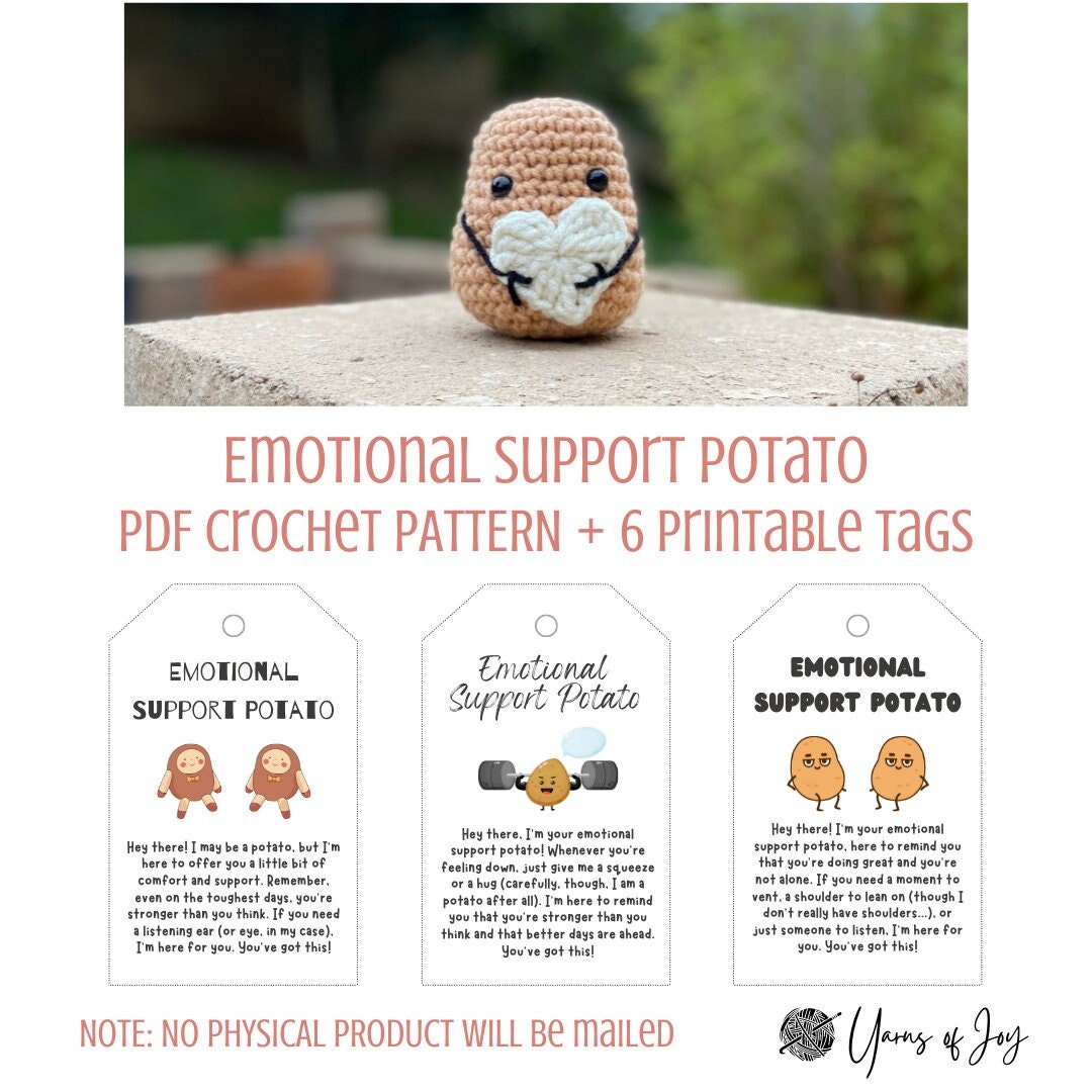 Emotional Support Potato Amigurumi Printable Crochet PDF Pattern Tags/cards - Etsy 27-free-crochet-patterns-for-beginners-quick-and-simple-projects-easy-crochet-patterns