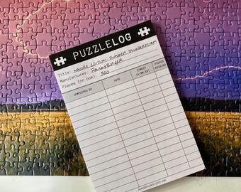 50-sheet Notepad - Jigsaw Puzzle Log / Single-Puzzle Tracker - Simple Record-Keeping for Speed and Missing Pieces