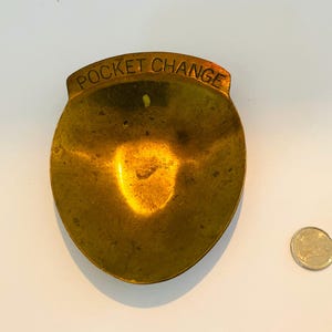 Vintage Brass Pocket Change Dish, Gift for Fathers Day