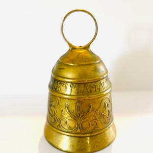 Antique Brass Bell With Engraved Inscription, Brass Church Bell, Monastery Bell, Temple Bell