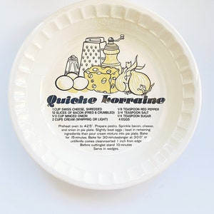 Vintage 1980s Modern Houseware Imports Quiche Lorraine Ceramic Pie Plate - Made in Korea