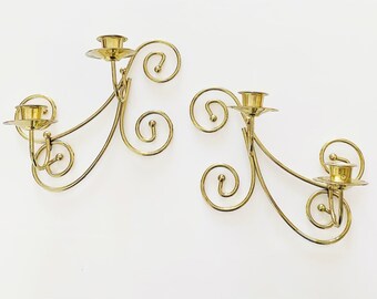 2 Gold Brass Candelabra Wall sconces