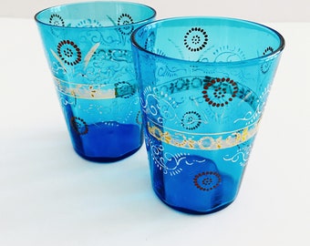 Set of 2  Antique Hand Painted Tumbler Glasses from the 1920's