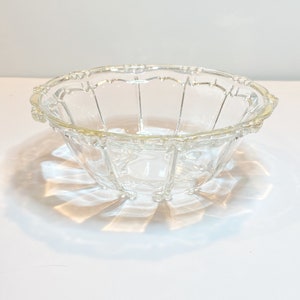 KIG yellow and clear depression glass trinket bowl from the 1940s