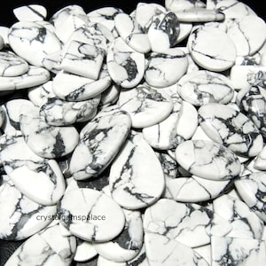 Cabochão turquesa de búfalo branco natural, cabochão turquesa com parte traseira plana de cristal em massa, pedra atacado
