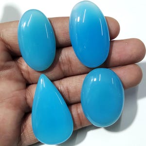 Sky Blue Onyx Cabochon: Handmade Gemstone for Jewelry Making