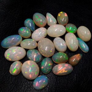 Natural Ethiopian Opal Cabochon Stone Bulk Lot: Multi Fire Gemstones