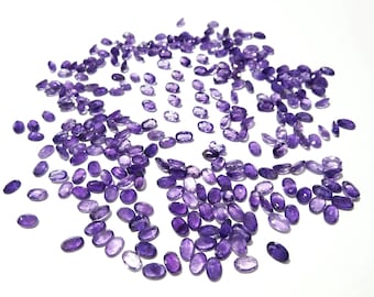 African Amethyst Faceted Gemstone: Natural Stone Oval Shape, Size 7x9mm, 5 to 1000 Pieces