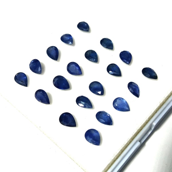 Pierre à facettes saphir bleu naturel 15 Cts, taille 20 pièces 7x5 mm forme de poire, pierre certifiée saphir bleu calibré