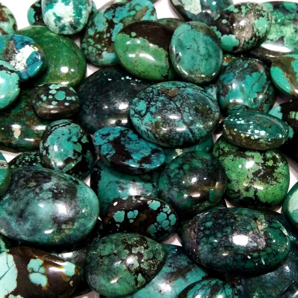 Lote al por mayor de piedras preciosas turquesas tibetanas naturales, cabujón turquesa tibetano mezcla tamaño y forma de piedra suelta