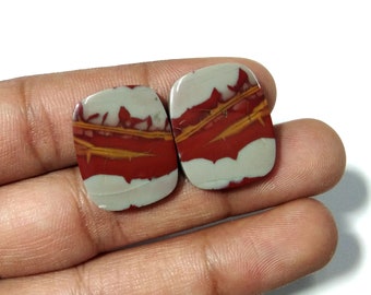 Coppia di cabochon di diaspro Noreena naturale, set di orecchini con gemme di diaspro sfuse all'ingrosso
