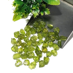 Beautiful 100% Natural Green Peridot Rough Stone 146 Cts ! 50 Pcs Size 6mm to 12mm Loose Gemstone Peridot Rough Crystal Use For Jewelry Etc.