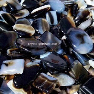 Black Banded Agate Cabochons: Bulk Gemstone Lot for Jewelry Making