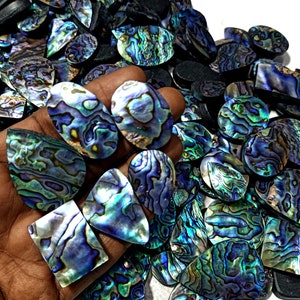 100% Natural Abalone Shell Cabochon Gemstone Wholesale Lot, Top Quality Abalone Shell Loose Stone Mix Size & Shape Abalone Shell For Jewelry