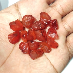 62 Cts 100% Natural Carnelian Gemstone Rough Lot 15 Piece Size 11mm to 8mm Carnelian Raw Rough Stone Crystal Use For Jewelry Making Gemstone