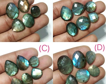 Natural Labradorite Rose Cut Faceted Gemstone Crystal, Beautiful Labradorite Faceted Gemstone Lot Polished Smooth For Jewelry Making Stone