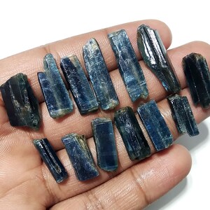 Blue Kyanite Pencil Rough Lot: Natural Raw Crystals for Jewelry Making
