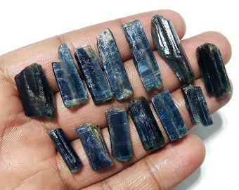 Blue Kyanite Pencil Rough Lot: Natural Raw Crystals for Jewelry Making