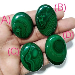 Green Malachite Cabochon: Polished Gemstone for Jewelry Making